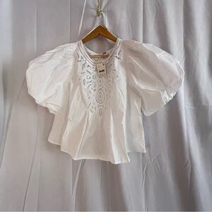 Free people Bardot Western lace shirt WHITE Small